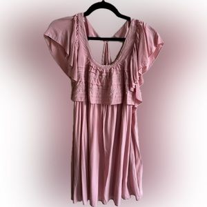 Pink open back dress size small